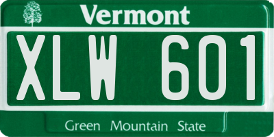 VT license plate XLW601