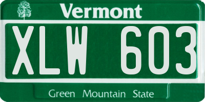 VT license plate XLW603
