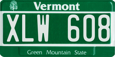 VT license plate XLW608