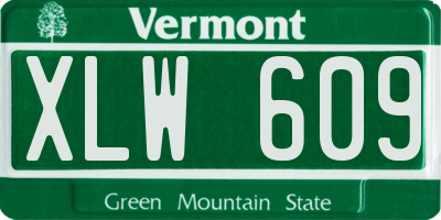 VT license plate XLW609