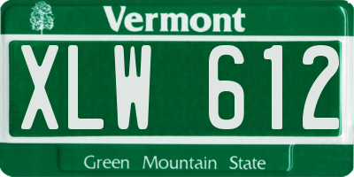 VT license plate XLW612