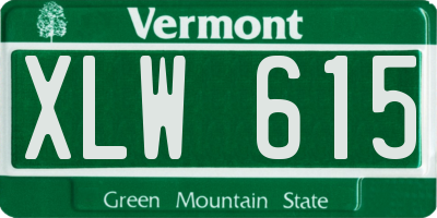 VT license plate XLW615