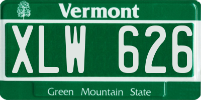 VT license plate XLW626