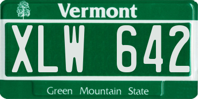 VT license plate XLW642