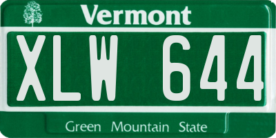 VT license plate XLW644