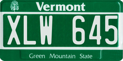 VT license plate XLW645