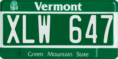 VT license plate XLW647