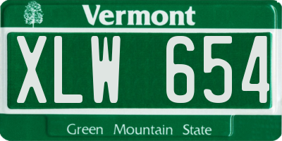 VT license plate XLW654