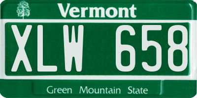 VT license plate XLW658