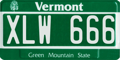 VT license plate XLW666