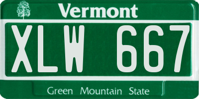 VT license plate XLW667