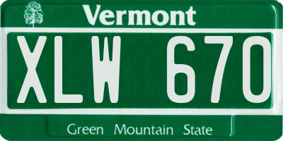 VT license plate XLW670