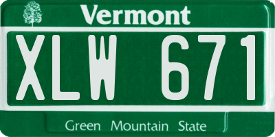 VT license plate XLW671