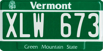 VT license plate XLW673
