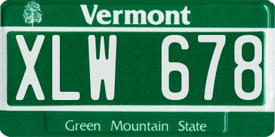 VT license plate XLW678