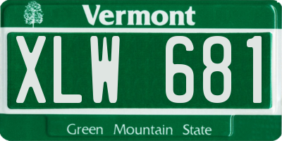 VT license plate XLW681
