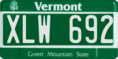VT license plate XLW692