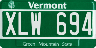 VT license plate XLW694