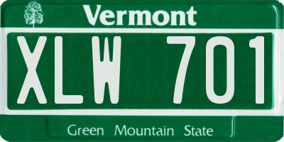 VT license plate XLW701