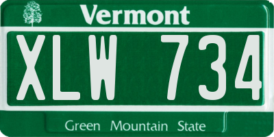 VT license plate XLW734