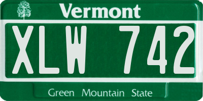 VT license plate XLW742