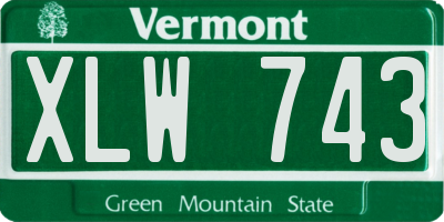 VT license plate XLW743