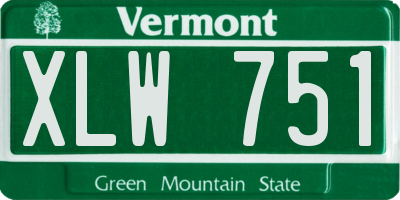 VT license plate XLW751