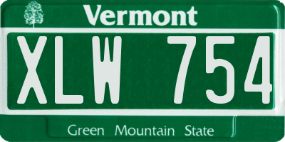 VT license plate XLW754