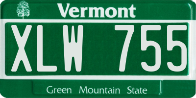 VT license plate XLW755