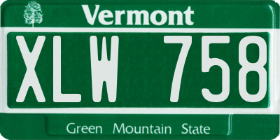VT license plate XLW758