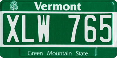 VT license plate XLW765