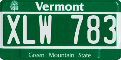 VT license plate XLW783