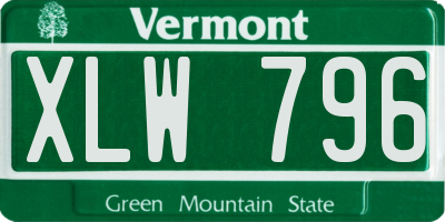 VT license plate XLW796