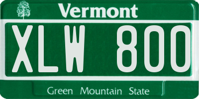 VT license plate XLW800