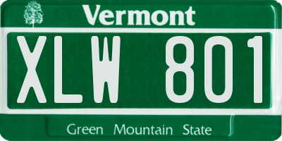 VT license plate XLW801