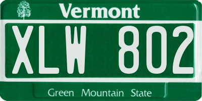 VT license plate XLW802