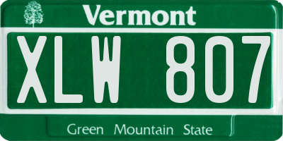 VT license plate XLW807
