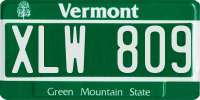 VT license plate XLW809