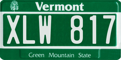 VT license plate XLW817