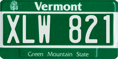 VT license plate XLW821