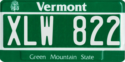 VT license plate XLW822