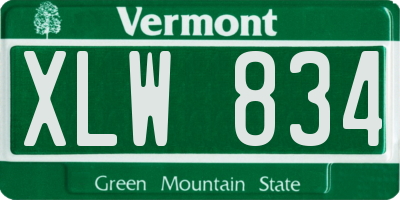 VT license plate XLW834