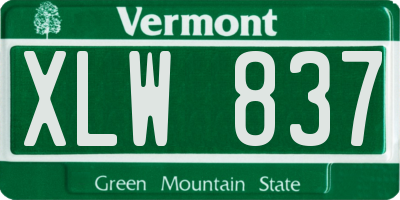 VT license plate XLW837