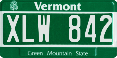 VT license plate XLW842