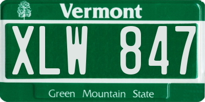 VT license plate XLW847