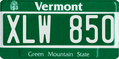 VT license plate XLW850