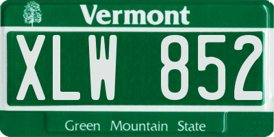 VT license plate XLW852