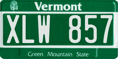 VT license plate XLW857