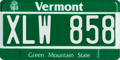 VT license plate XLW858