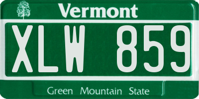 VT license plate XLW859